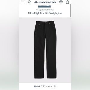 Abercrombie Ultra High Rise 90s Straight Jean black